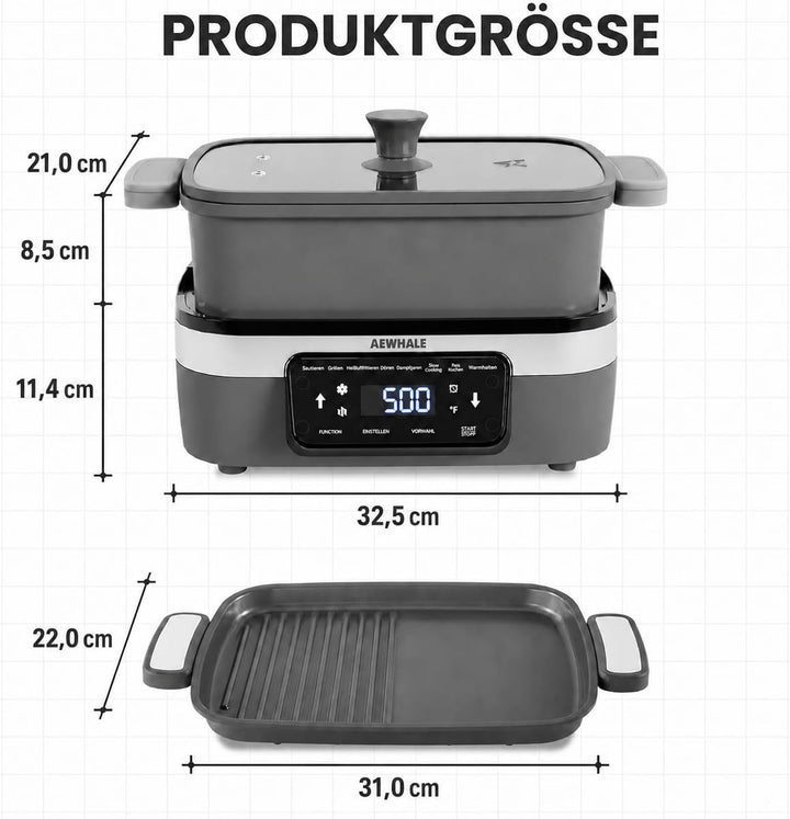 AEWHALE Multifunktions-Elektropfanne mit Backblech,32.5 * 21 cm