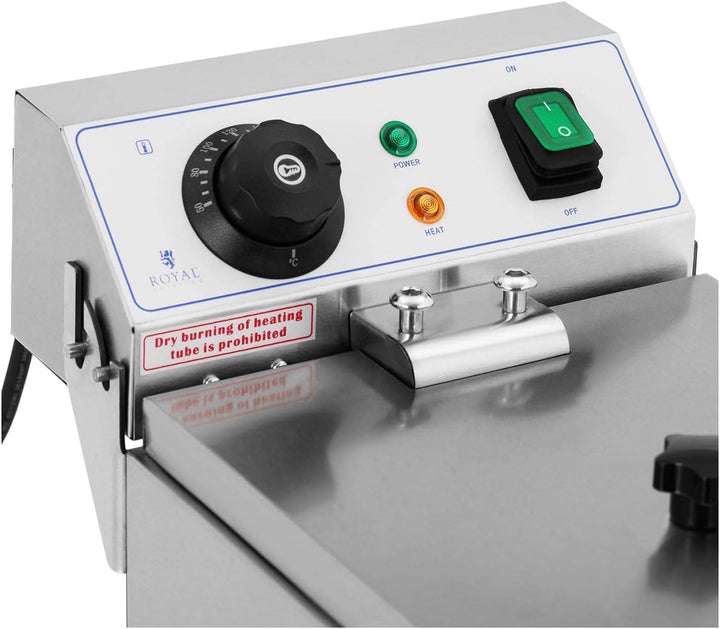 Royal Catering Fritteuse Elektro-Fritteuse (Kapazität 8 L, 3200 W, Temperaturbereich: 50-200 °C, Kal