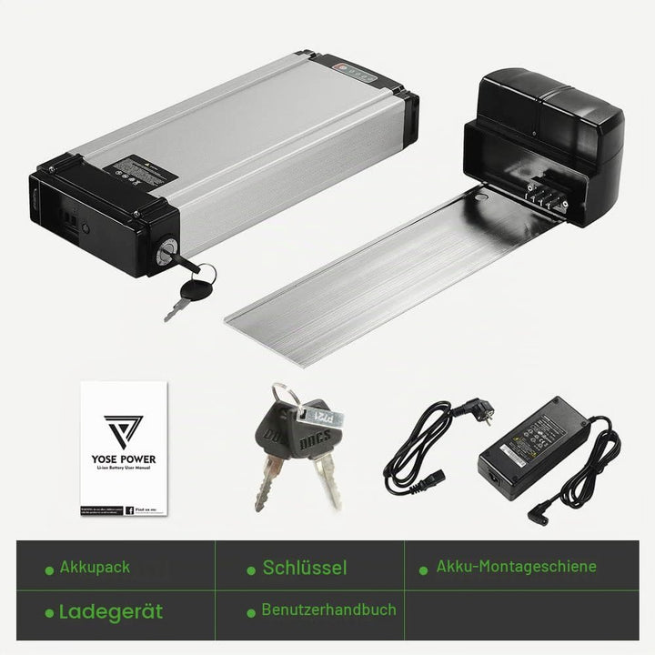 E-Bike Li-ion Batterie 36V 10,4Ah mit Ladegerät für 250W-500W Elektrofahrrad Pedelec E-GO! Wondervel