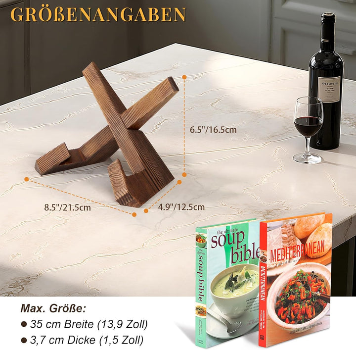 PUERSI Kochbuchhalter, Buchständer aus Holz, Buchhalter, Rezepthalter für Küche, Buchaufsteller, Buc