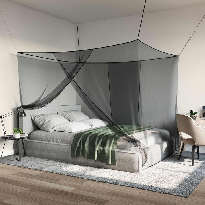 vidaXL Moskito-Netz für das Bett 3 STK. 156 Mesh Schwarz Polyester Schwarz 220 x 200 x 210 cm 3, Sch