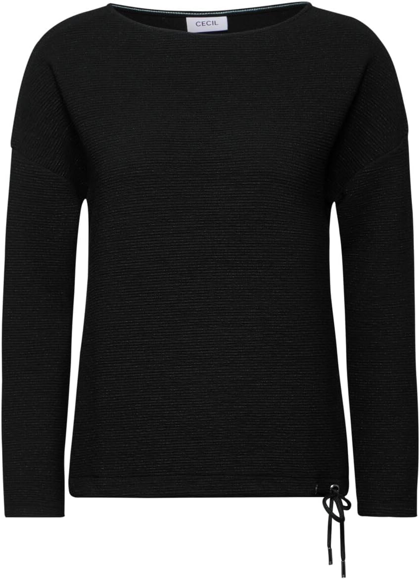 Cecil Damen Rippstrick Pullover S Schwarz, S Schwarz