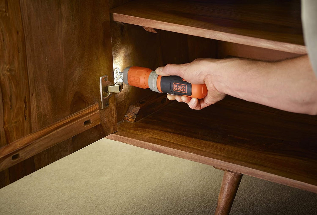 Black+Decker Akku-Stabschrauber (3.6V, 1,5 Ah, mit Schaftverlängerung, perfekt für kleine Schraubarb