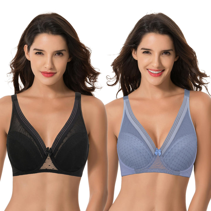 Curve Muse Übergrösse Minimierer Ungefüttert Bügel BH 85E Schwarz, Lt Blau(2er Pack), 85E Schwarz, L