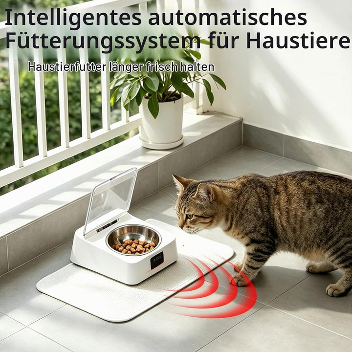 Futterautomat Katze Nassfutterautomat für Katzen, 350 ml Katzenfutter Automat Infrarot Sensor Automa