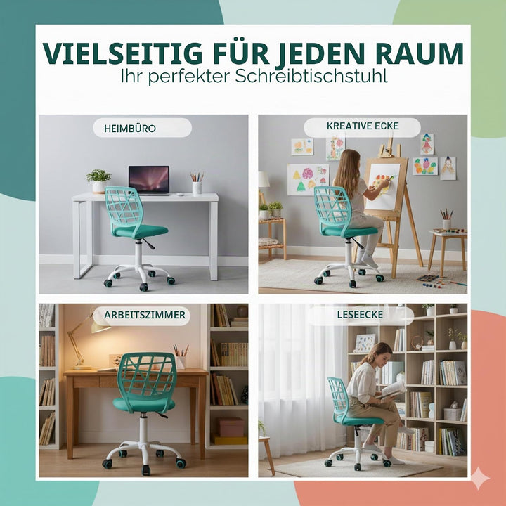 FurnitureR Bürostuhl Schreibtischstuhl Höhenverstellbar Stoffsitz Ergonomischer Arbeitsstuhl ohne Ar