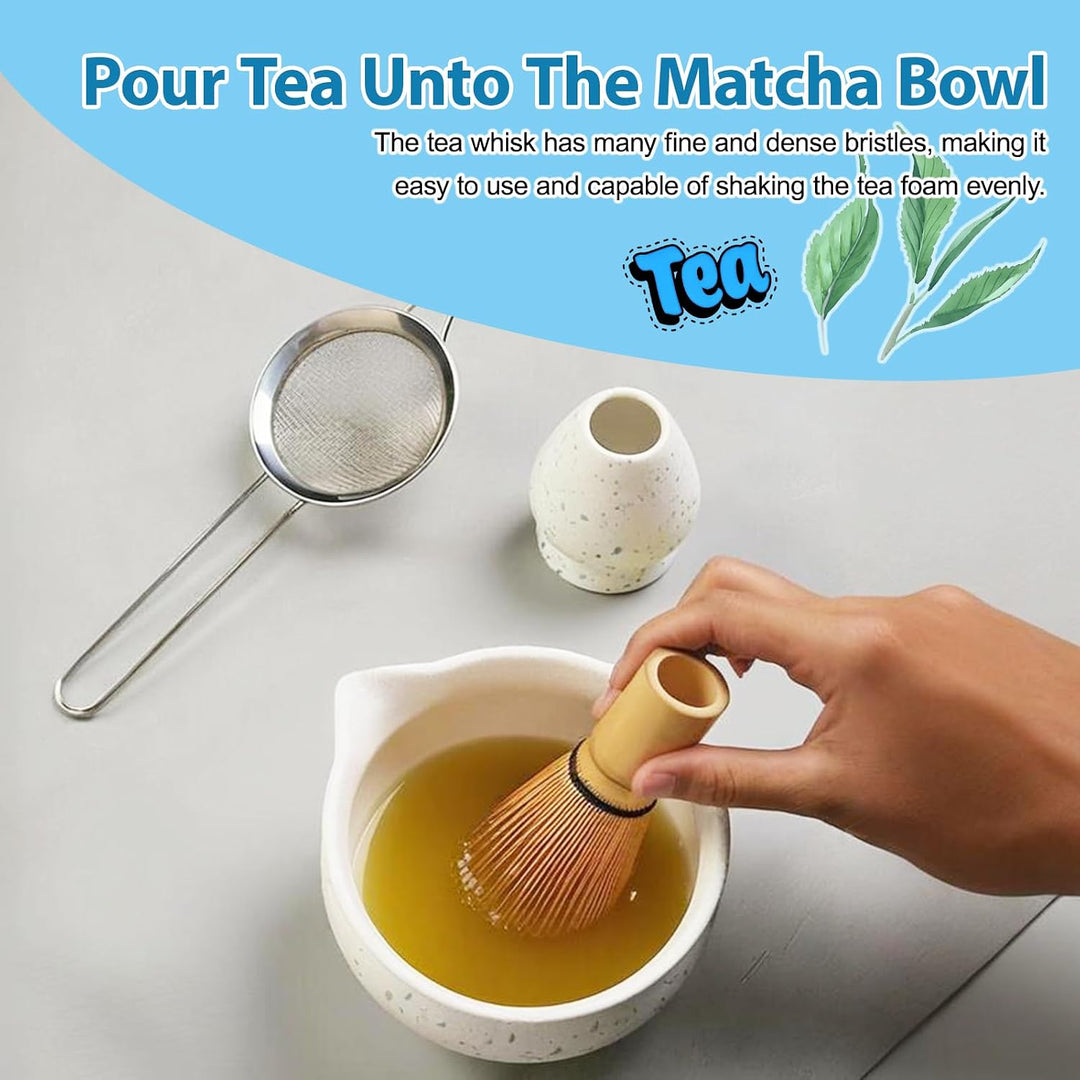 Premium Matcha Besen Set 5-teilig，Matcha-Besen, Matcha-Schale, Chasen und Matcha Löffel，Matcha Sieb
