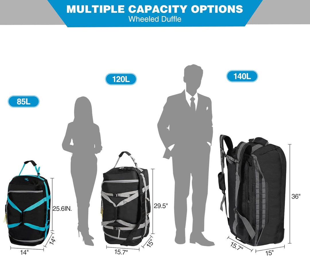 REDCAMP Reisetasche mit Rollen, 85 l, gross, faltbar, Reisetasche mit Rollen 85 L, Schwarz (Klein),