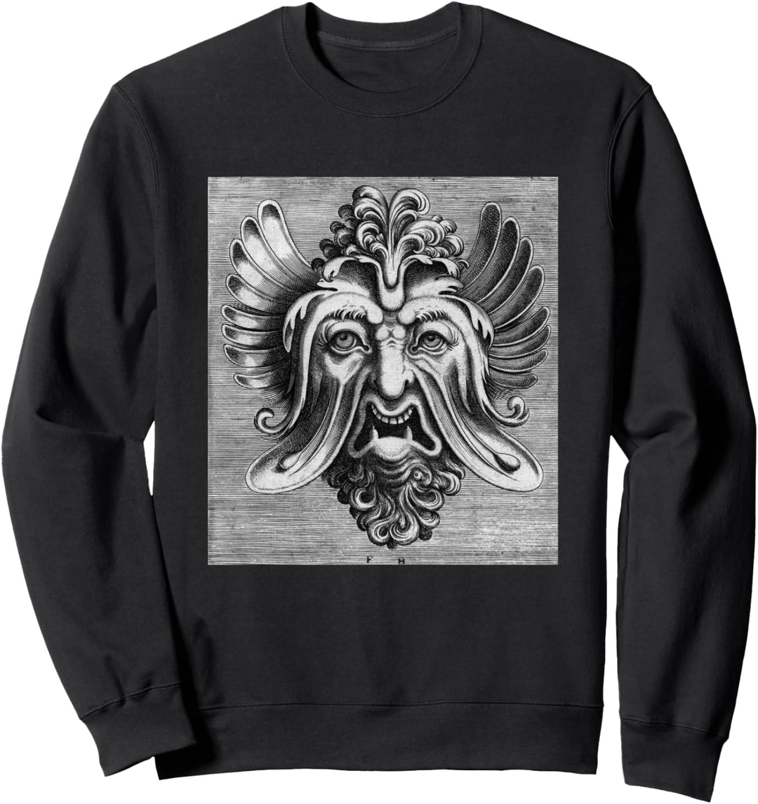 Dämon Face Vintage Zombies Undead Illustriert Horror Sweatshirt
