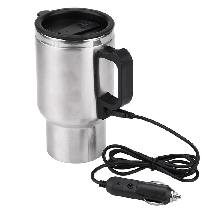 12V 450ml Reise Heizbecher, elektrischer Kaffeebecher aus Edelstahl im Auto