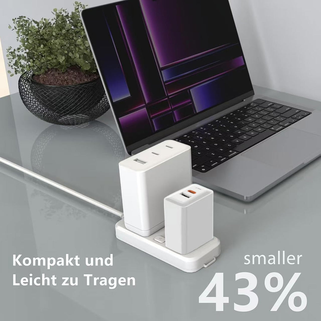 revolt Steckdose: 2er-Set 2-Port-USB-Netzteile, USB-C PD 65 W, USB-A QC 18 W, GaN (Netzteil Tablet,
