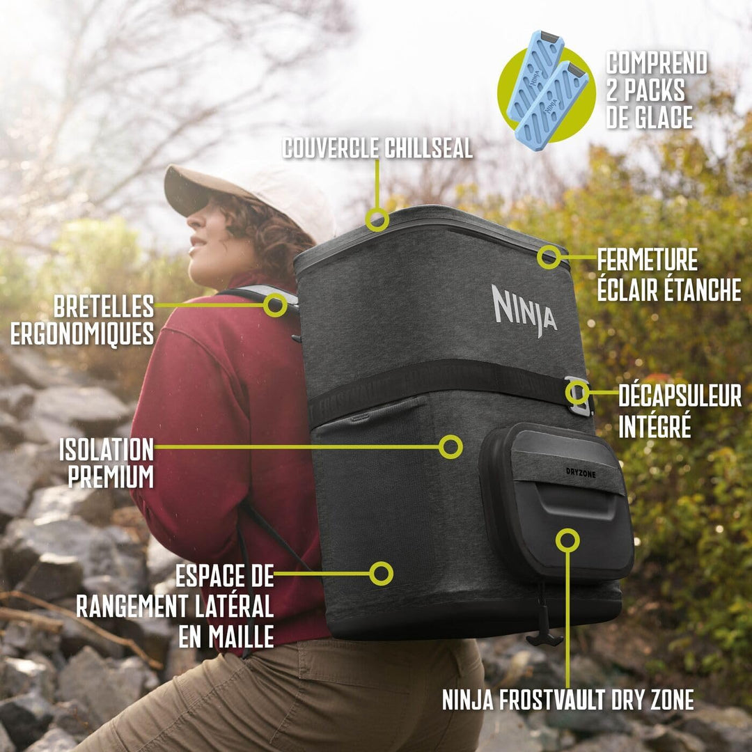 Ninja FrostVault Go Outdoor Flexibler 23-Liter-Kühlrucksack, Anthrazitgrau
