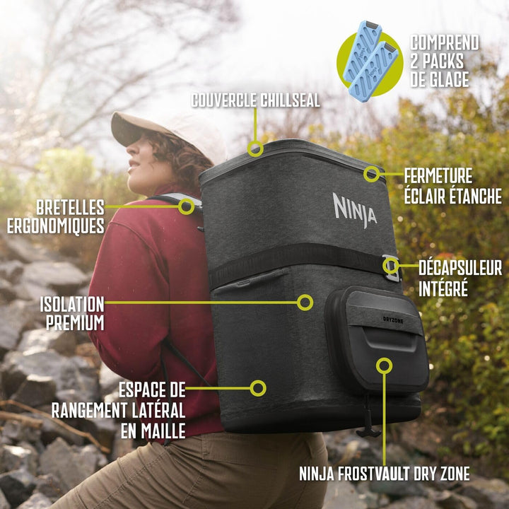 Ninja FrostVault Go Outdoor Flexibler 23-Liter-Kühlrucksack, Anthrazitgrau