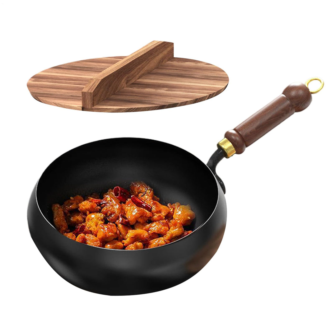 Eisentöpfe Zum Kochen, Holzgriff Handgefertigte Eisenpfanne Chinesischer Wok Antihaftpfanne 24cm Dur