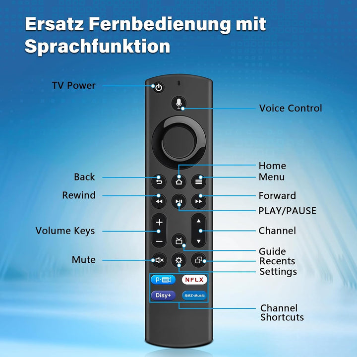XTVTX Ersatz-Sprachfernbedienung (4th Gen), Ersatz Fernbedienung mit Sprachfunktion Passend für Smar