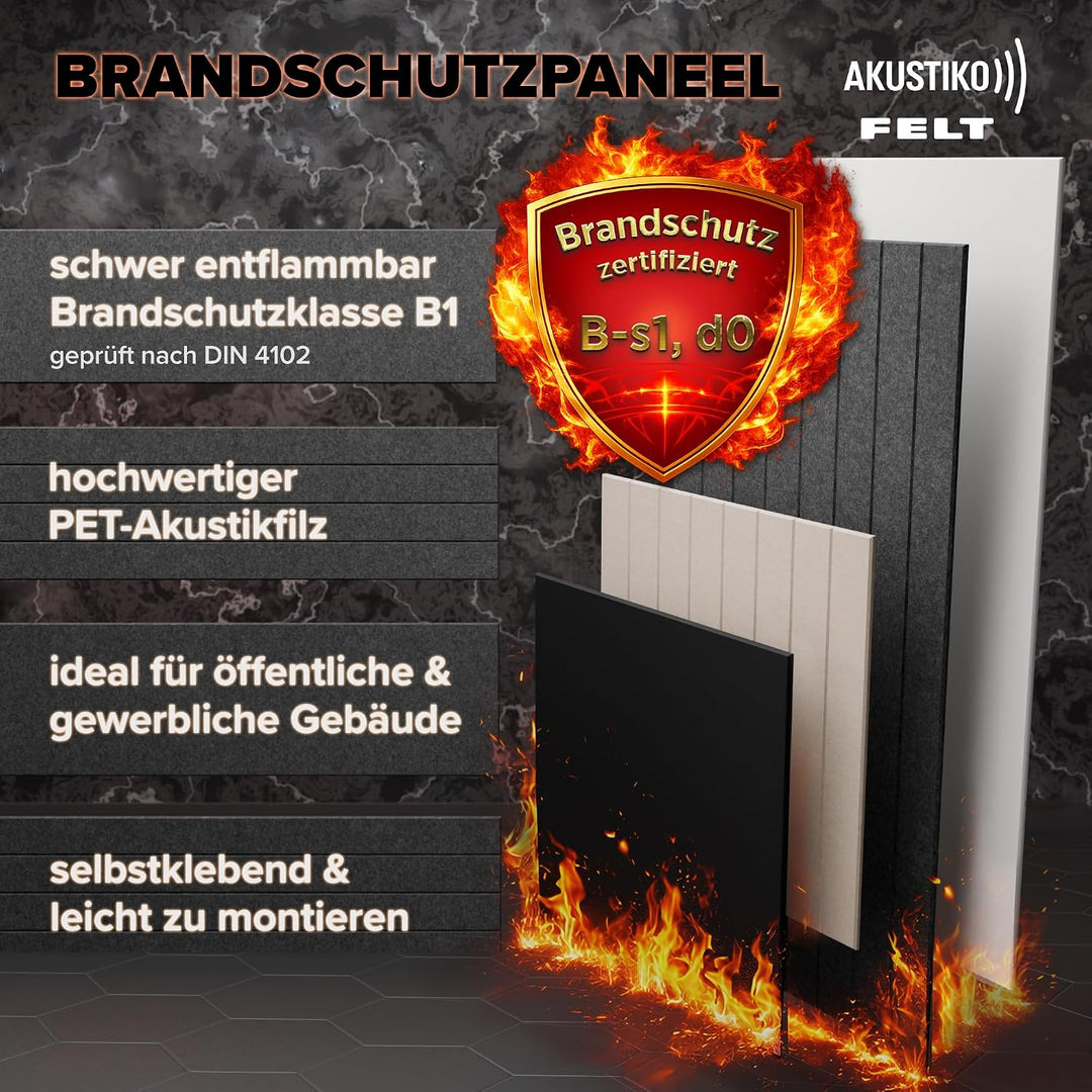 AKUSTIKO Akustikpaneele Selbstklebend 120x60cm - 2 Stück Warmweiss Akustik Wandpaneele Brandschutzkl