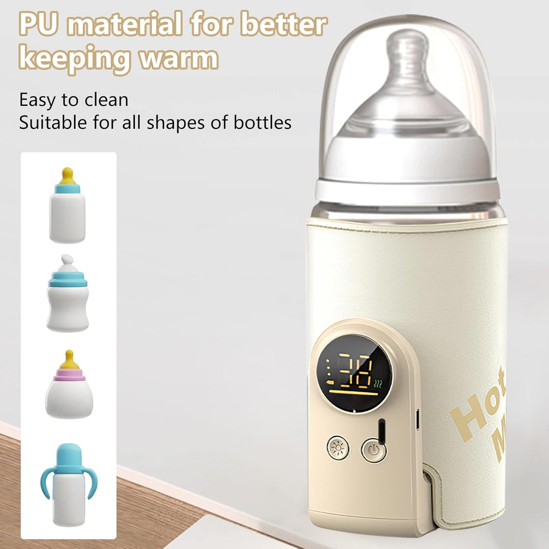 Flaschenwärmer Baby, Tragbarer Flaschenwärmer, Unterwegs mit LCD-Display USB-Ladung Babyflaschenwärm