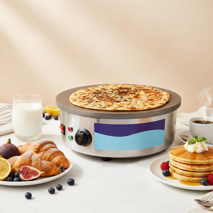 45cm Crepes Maker Elektrisch 3000W Gastro - Profi Gusseisen Crêpes Platte &amp; Fladenbäcker für Gözleme