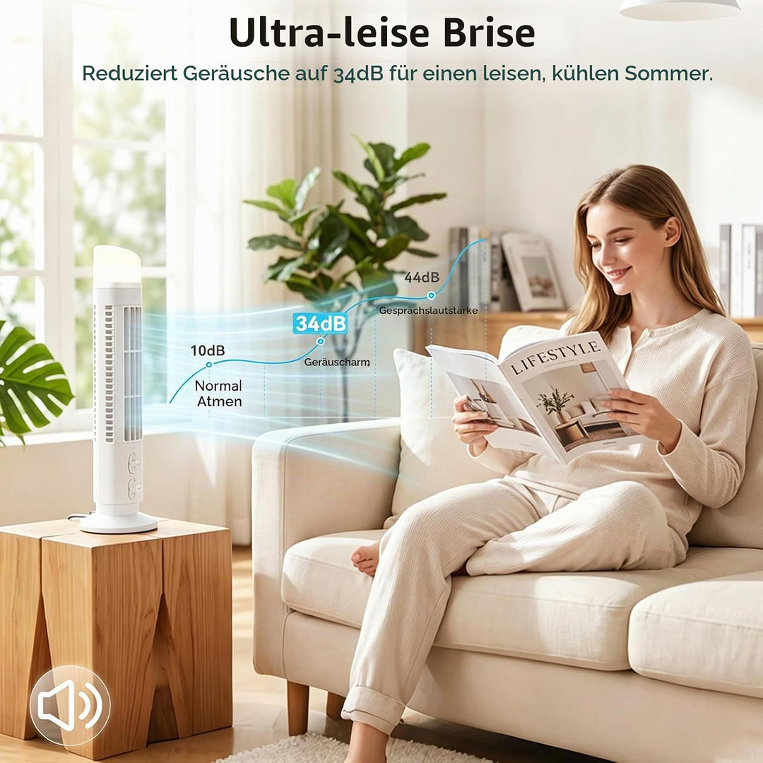 HERCHR Flügelloser Turmventilator, tragbarer Mini-Tischventilator mit USB-Anschluss und sanfter Bele