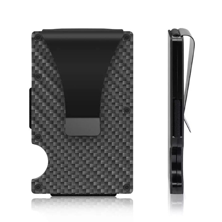FLG | Carbon Fiber Card Holder Wallet Kartenetui mit Geldklammer, Kartenetui aus echtem Carbon mit R