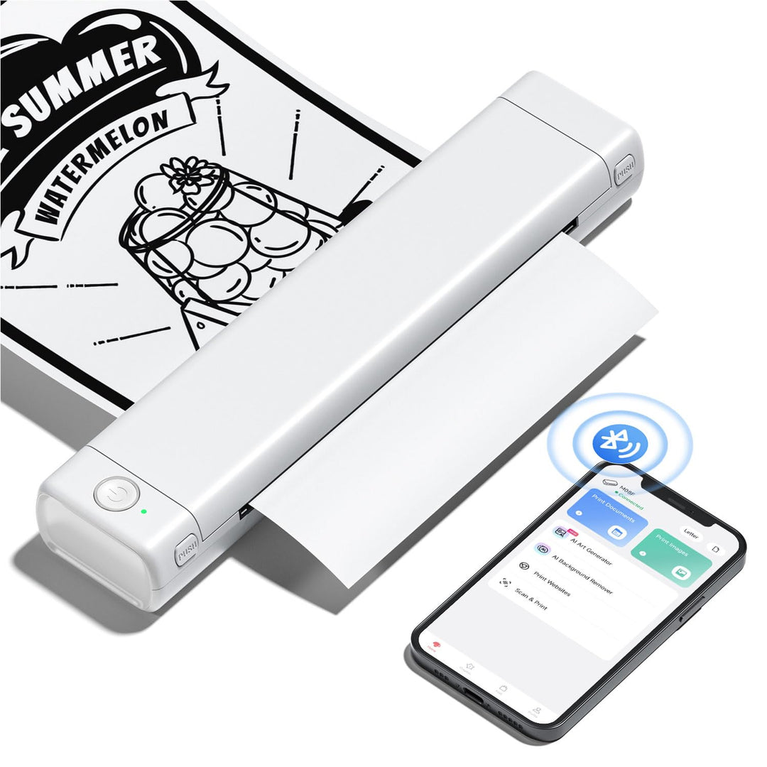 Phomemo M08F Mobiler Drucker A4 für Unterwegs Thermodrucker - Tragbarer Bluetooth Drucker für Den He
