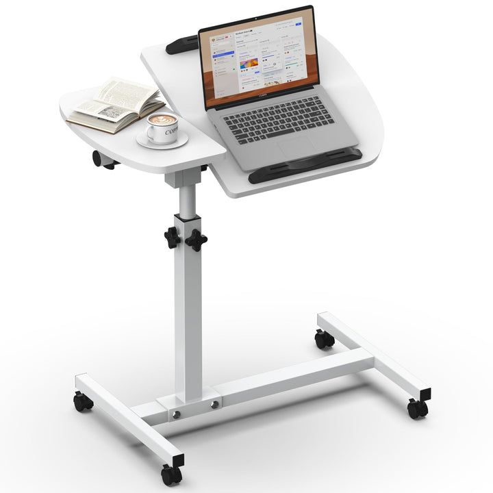 Soontrans Betttisch auf Rollen, 60×40cm, Laptoptisch Höhenverstellbar, Beistelltisch Bett mit Mehrer