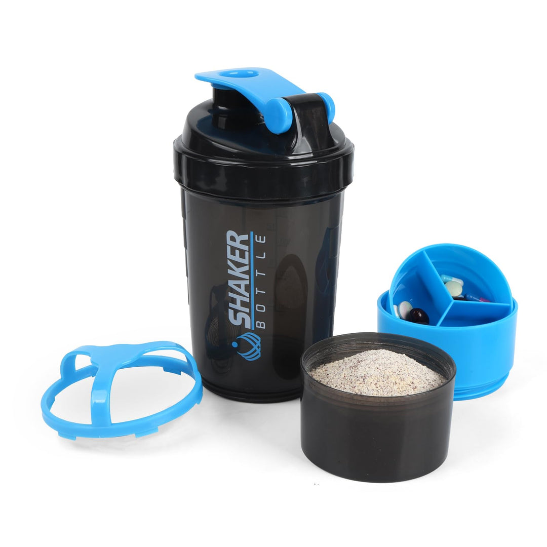 Shaker-Flasche – Protein-Shaker-Becher mit Aufbewahrungsfächern, auslaufsichere Workout-Shake-Flasch