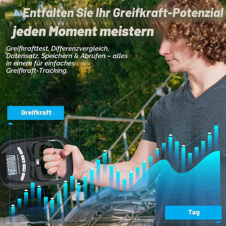 Digitaler Handkraftmessgerät, 180KG Grip Strength Tester, Hand Dynamometer, Elektronischer Griffkraf
