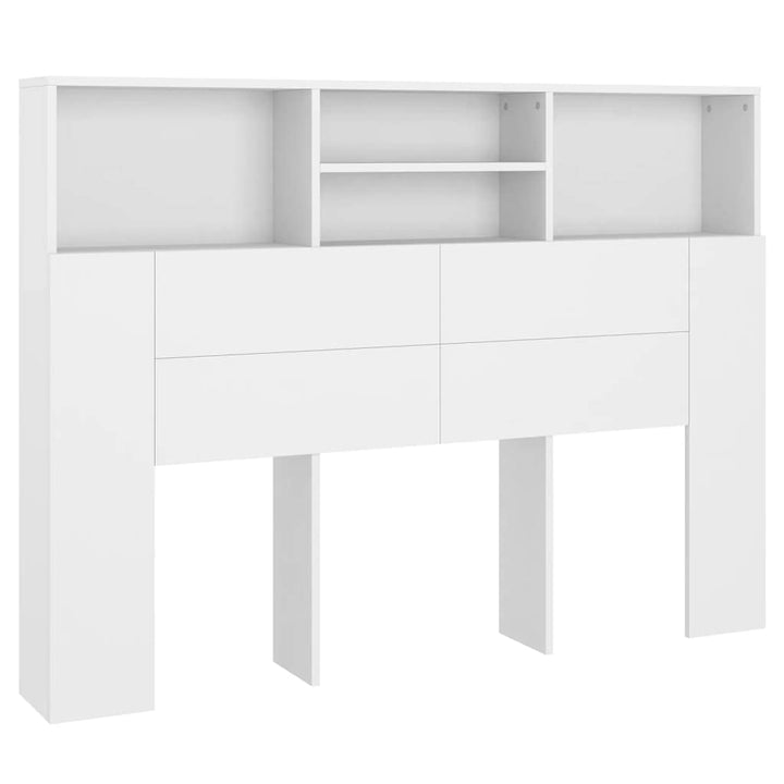 vidaXL Schlafzimmer Möbelkopfteil Bettschrank mit Stauraum und Regal Weiss 140 x 19 x 103 cm