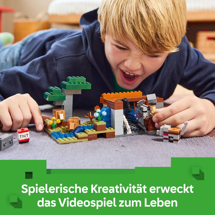 LEGO Minecraft Die Expedition zur Gürteltiermine, Set mit Minifigur aus dem Videospiel, Bauspielzeug