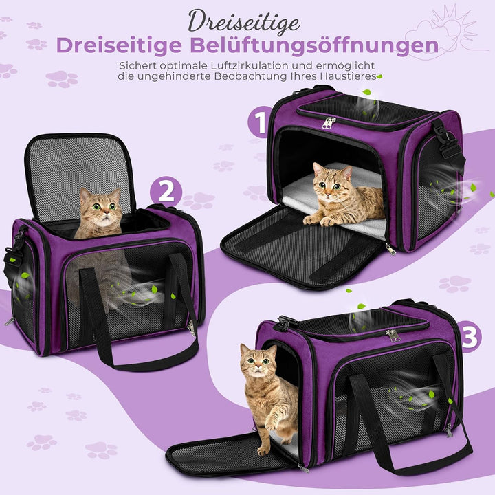 Transporttasche für Katze Hund, Hundetransportbox, Faltbare Katzentransportbox, tragbar, 5kg Katzen
