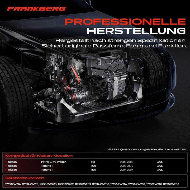 Frankberg Spannrolle Riemenspanner Kompatibel für Patrol GR V Wagon Y61 Terrano II R20 3.0L Diesel 2