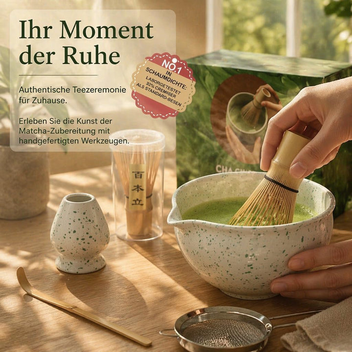 Premium Matcha Besen Set 5-teilig，Matcha-Besen, Matcha-Schale, Chasen und Matcha Löffel，Matcha Sieb