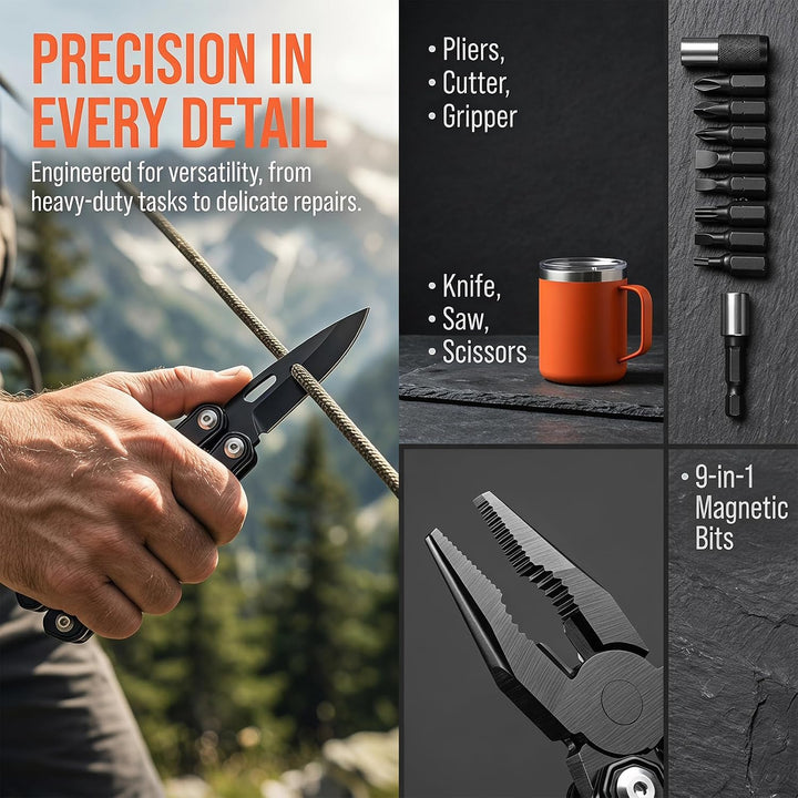 Ideal Swan 16-in-1 Multitool Edelstahl, Multitool Werkzeug mit Zange