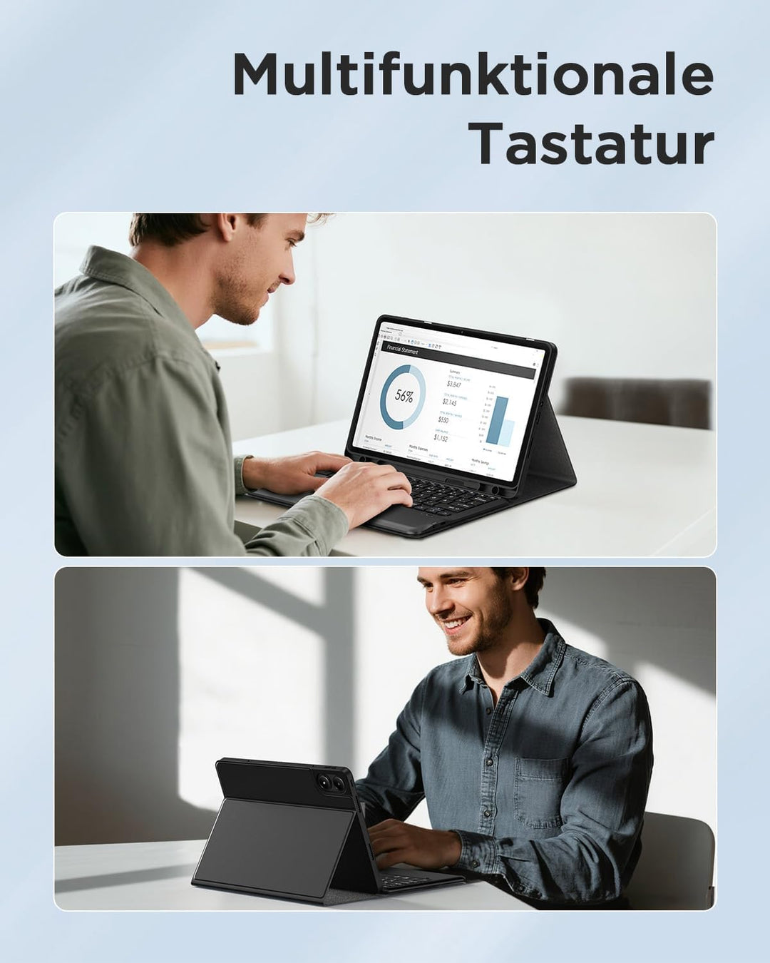 EasyAcc Tastatur Hülle Kompatibel mit Redmi Pad Pro 12.1 / Xiaomi Poco Pad 12.1 2024 mit Schutzfolie