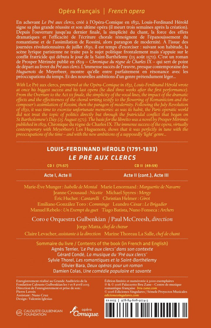 Herold: Le Pré aux Clercs, Audio-CD