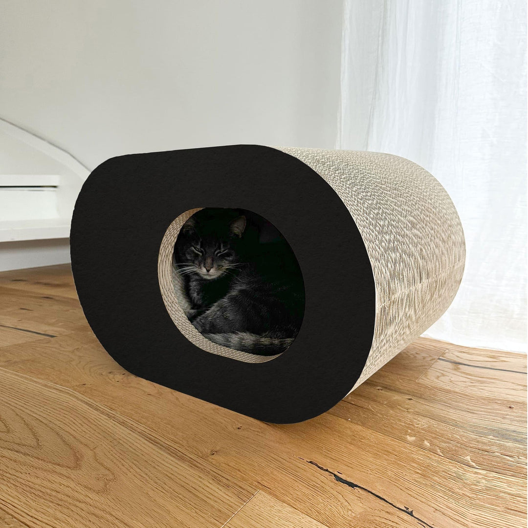 LucyBalu® PAPERCAVE Katzenhöhle aus Kratzpappe – Schwarz, Schwarz