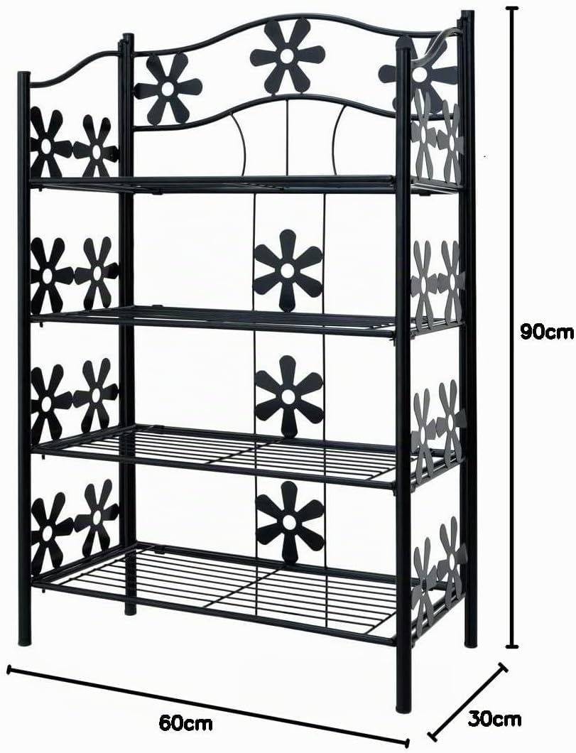 Deuba® Blumenregal Metall Schwarz 4 Etagen Balkon Outdoor Indoor Blumenständer Pflanzenständer Blume
