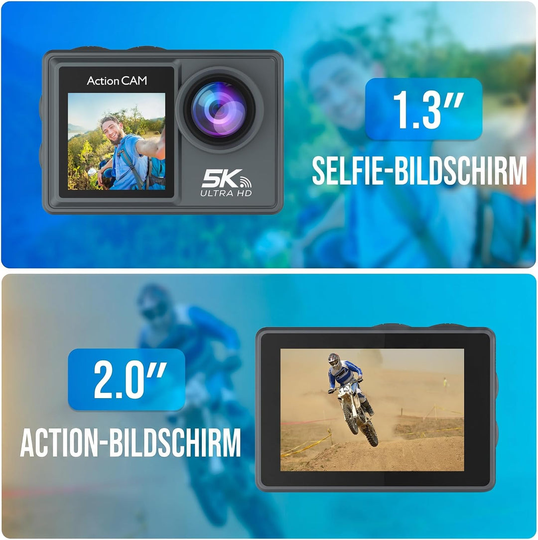 Senzo Action Cam 5K - 50MP - 60FPS - WiFi - Unterwasserkamera - 30M - Digitalkamera - Videokamera -