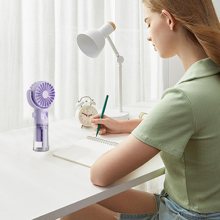 Handventilator mit Wasserkühlung, Tragbarer Handventilator USB Wiederaufladbarer, 4 Geschwindigkeite