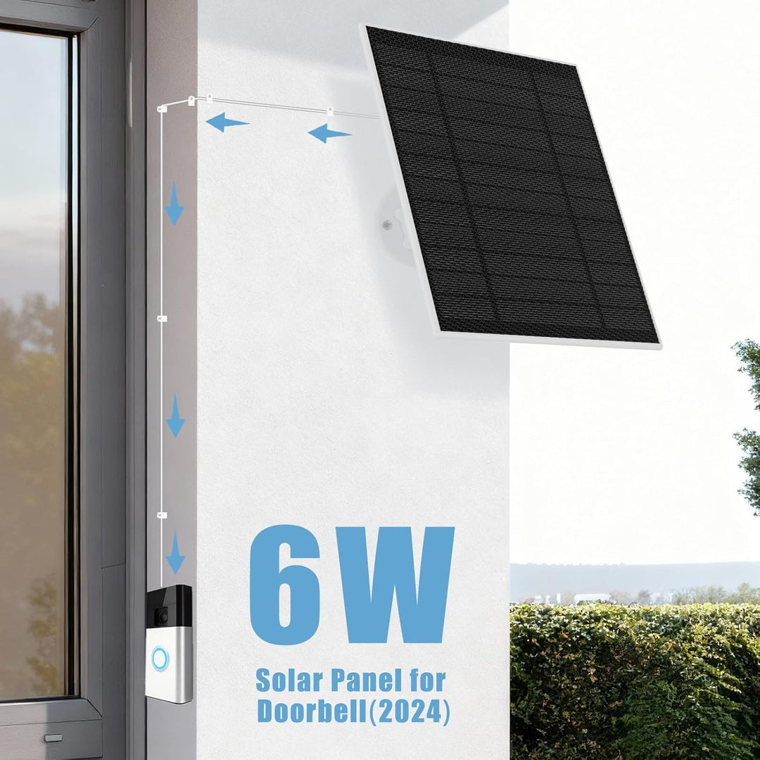 Solarpanel für Ring-Türklingel (2024), 6-W-Solarladegerät für batteriebetriebene Ring-Türklingeln, u