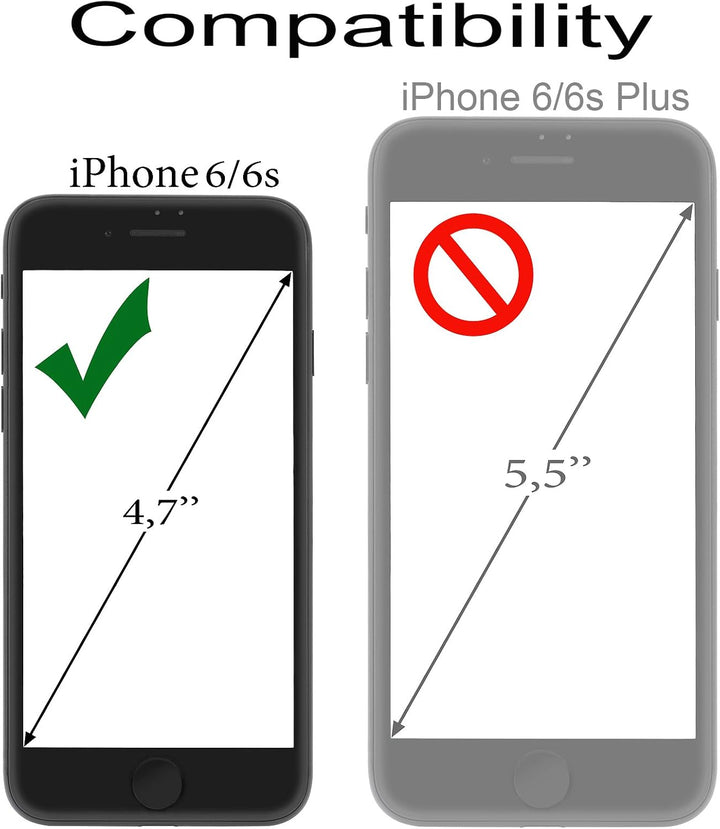 STILGUT Leder-Hülle kompatibel mit iPhone 6 Book Type mit Standfunktion, schwarz Nappa, Schwarz Napp
