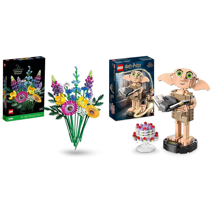LEGO 10313 Icons Wildblumenstrauss Set, Künstliche Blumen mit Mohn und Lavendel &amp; 76421 Harry Potter