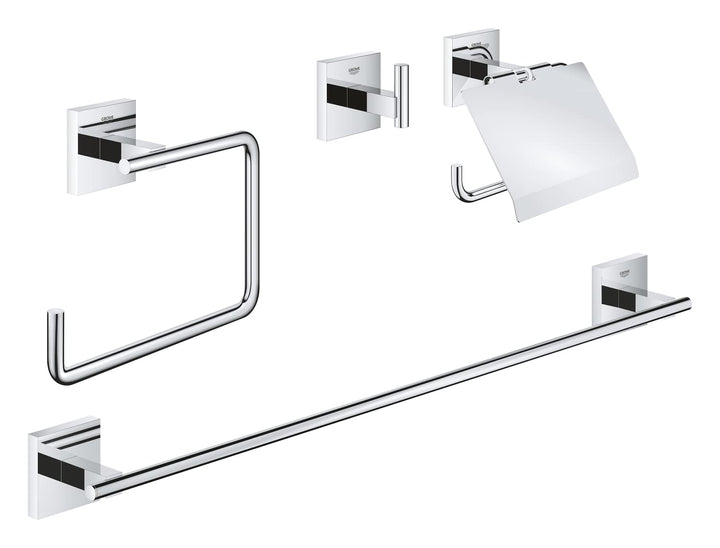 GROHE Start Cube - Bad-Set 4-in-1 (Material: Metall, verdeckte Befestigung), chrom, 41115000 ohne Kl