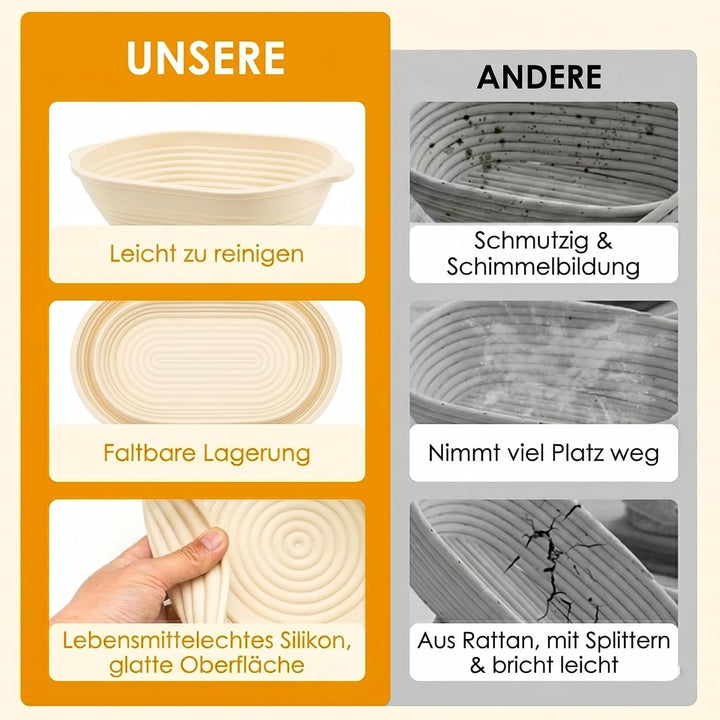 Sauerteig Starter Set, Rund &amp; Oval Gärkörbchen mit Komplettem Brotback-Set, Glas für Sauerteigstarte