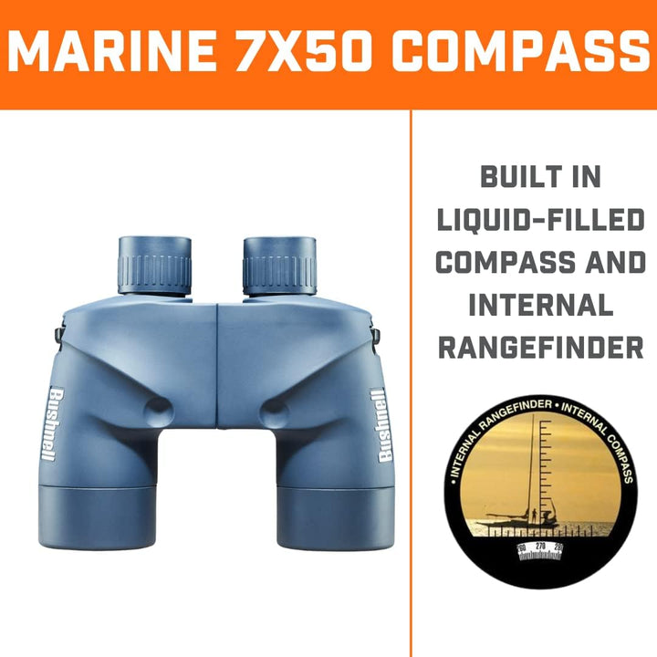 Bushnell Fernglas 7x50 Marine wasserdicht, robust, perfekt für Segeln, Bootsfahrten, MIT Kompass, 13