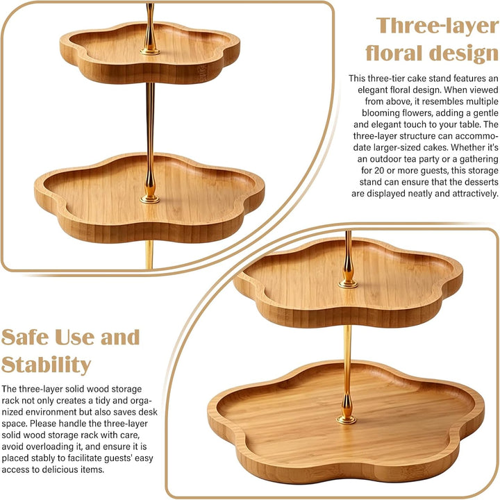 Etagere 3 Etagen Aus Holz, 3-Stöckiger Kuchenständer, Cupcake Ständer Holz, Ø19,5cm Ø24.5cm Ø30,5cm,