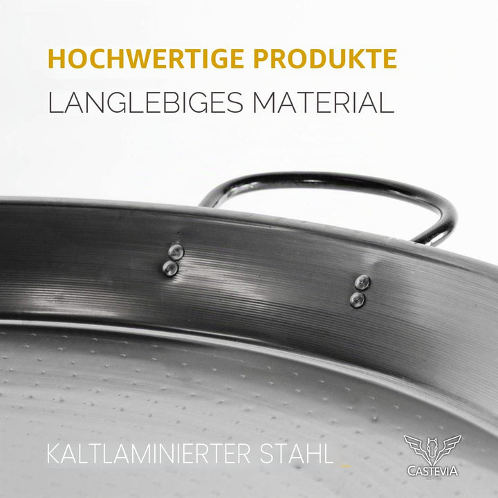 La Valenciana 55 cm, Stahl poliert Paella-Pfanne, Schwarz Ø 55 cm, Ø 55 cm