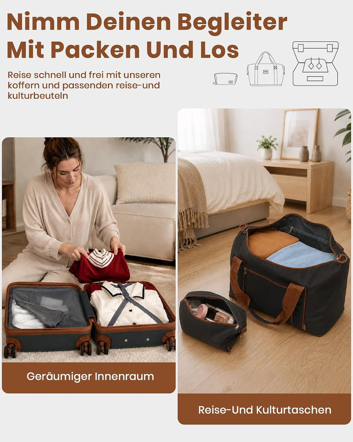 KONO Koffer Set 3-teilig, Hartschalen Koffer Handgepäck mit 4 Rollen und TSA Schloss, leichte ABS+PC