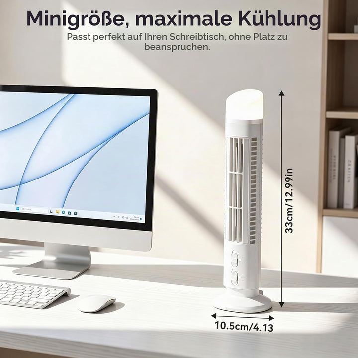 HERCHR Flügelloser Turmventilator, tragbarer Mini-Tischventilator mit USB-Anschluss und sanfter Bele
